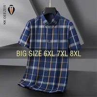 Men Shirt Plaid Dress 2023 Short Sleeve Summer Oversize 6XL 7XL 8XL Plus Size Formal Casual Designer Office High Quality 1