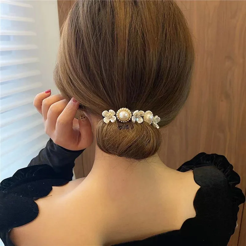 Arco Tornante Tessitura Artefatto Elegante Conchiglia Perla Lazy Bigodino Retro Accessori per capelli fai da te Strumento Artefatto per cravatte per capelli - immagine 4