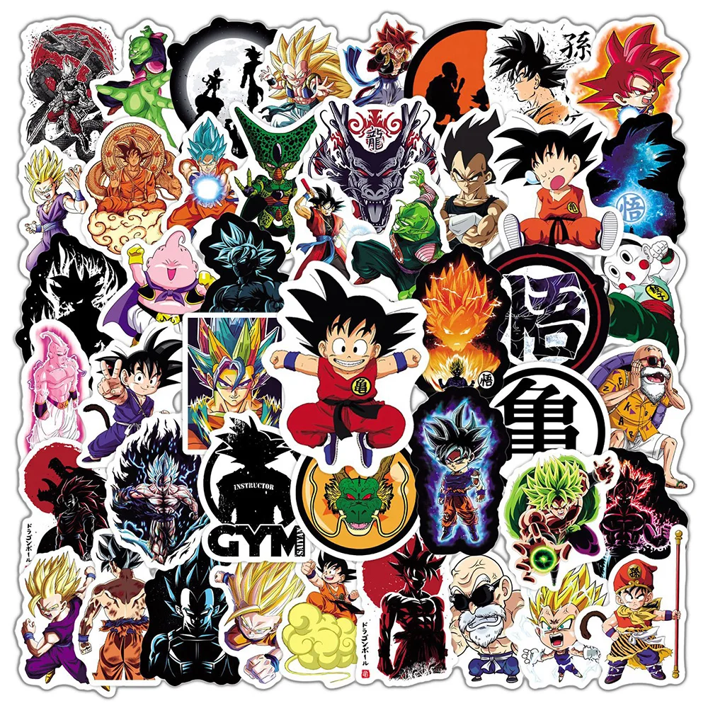 

10/30/50pcs Janpan Anime Dragon Ball Stickers Cool Super Saiyan Son Goku Cartoon Decals Phone Notebook Luggage Graffiti Sticker