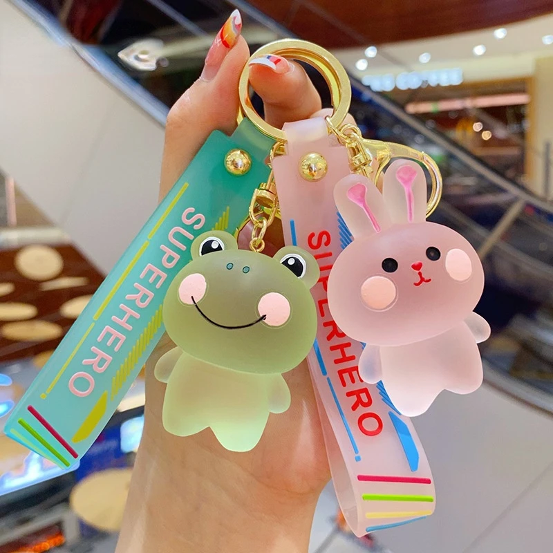 

Cartoon Crystal Bear Key Chain Transparent Keyfob Cute Frog Animal Keyring Backpack Pendant Couple Women Men Gift Car Keychain