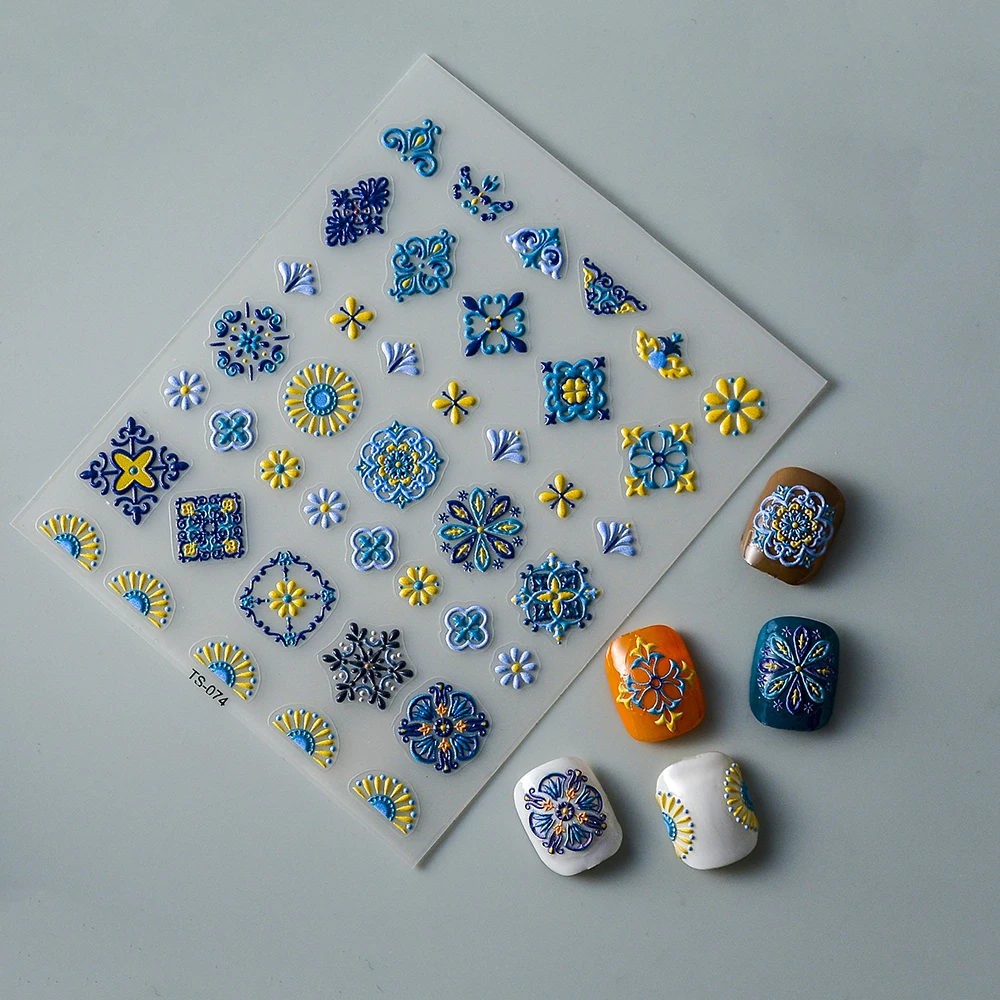 ElegantBohemiaDesign5DNailStickersNailsTransferSlidersEmbosses