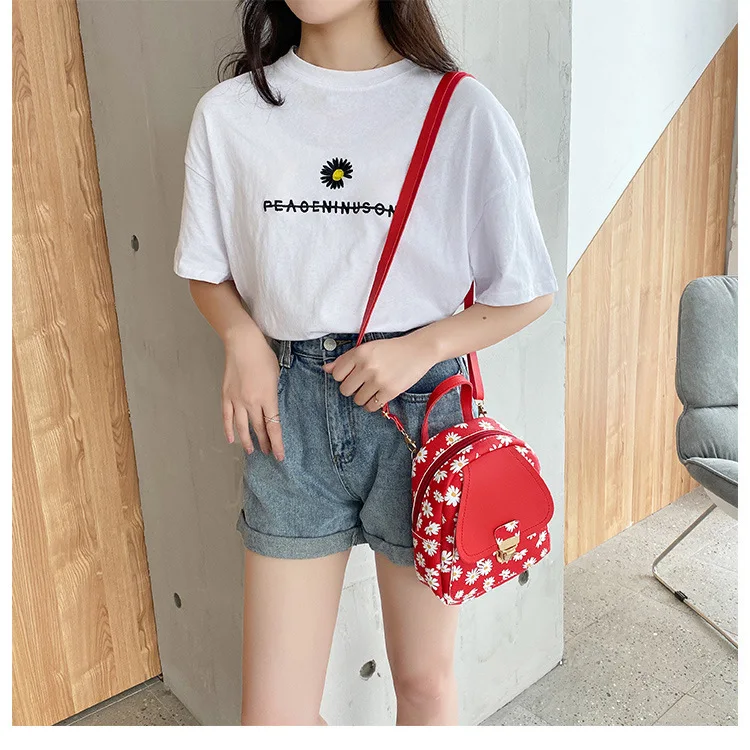 1pcs/lot sweet style woman mini daisy backpack female floral small print double shoulder bag