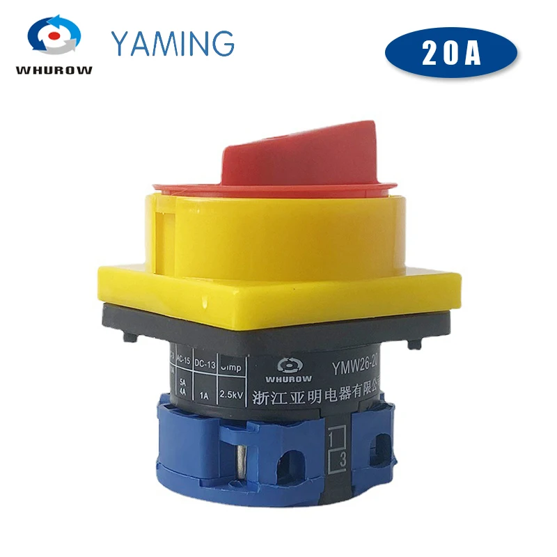 On Off Interruttore 2 Selettore Della Posizione Di Partenza 20A 1 Pole Pad Blocco Principale Cam Rotary Interruttori Di Arresto Di Emergenza Ymw26-20/