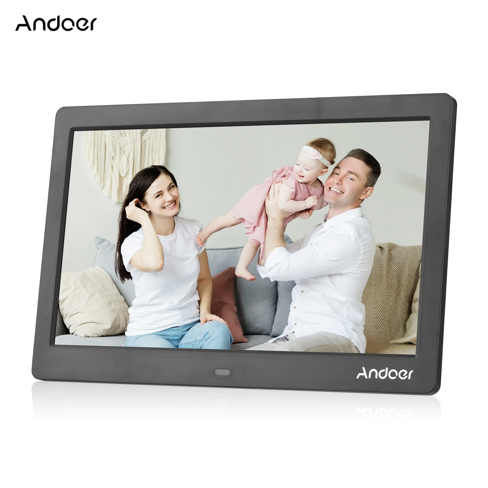 Andoer 10-inch Wide LCD Screen Digital Photo Frame 1024*600 High Resolution Electronic Picture Frame with Video Player Function