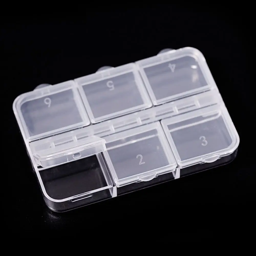 

Stationery Holder Medicine Box Nail Art Rhinestone Storage Box Beads Earring Case Jewelry Box 6 Grids Jewelry Container