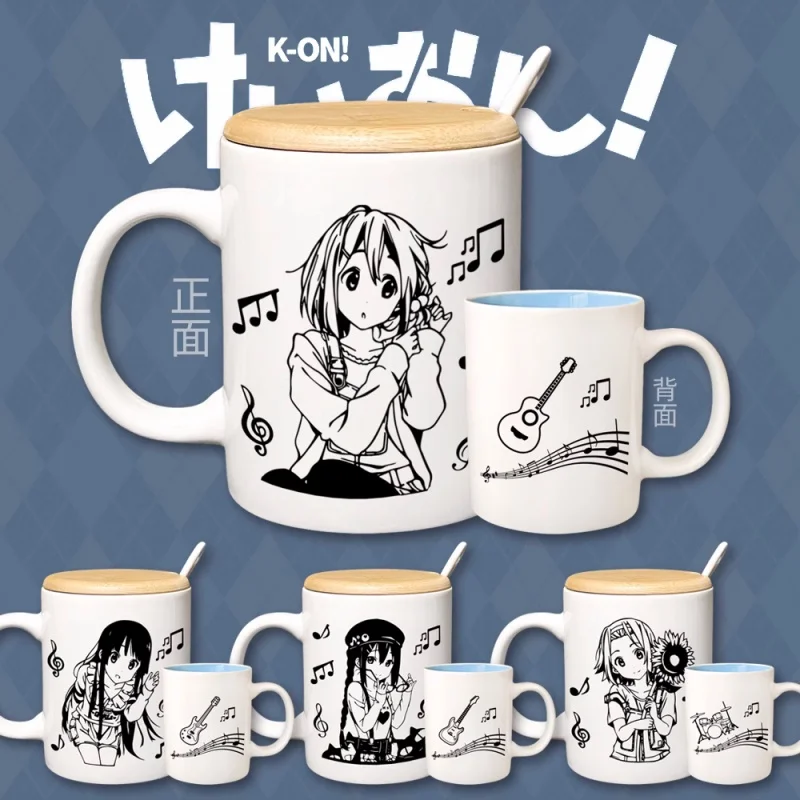 

Anime K-ON！ Hirasawa Yui Tainaka Ritsu Water Cup Ceramic Mugs Coffee With Lid Spoon Cosplay A7114