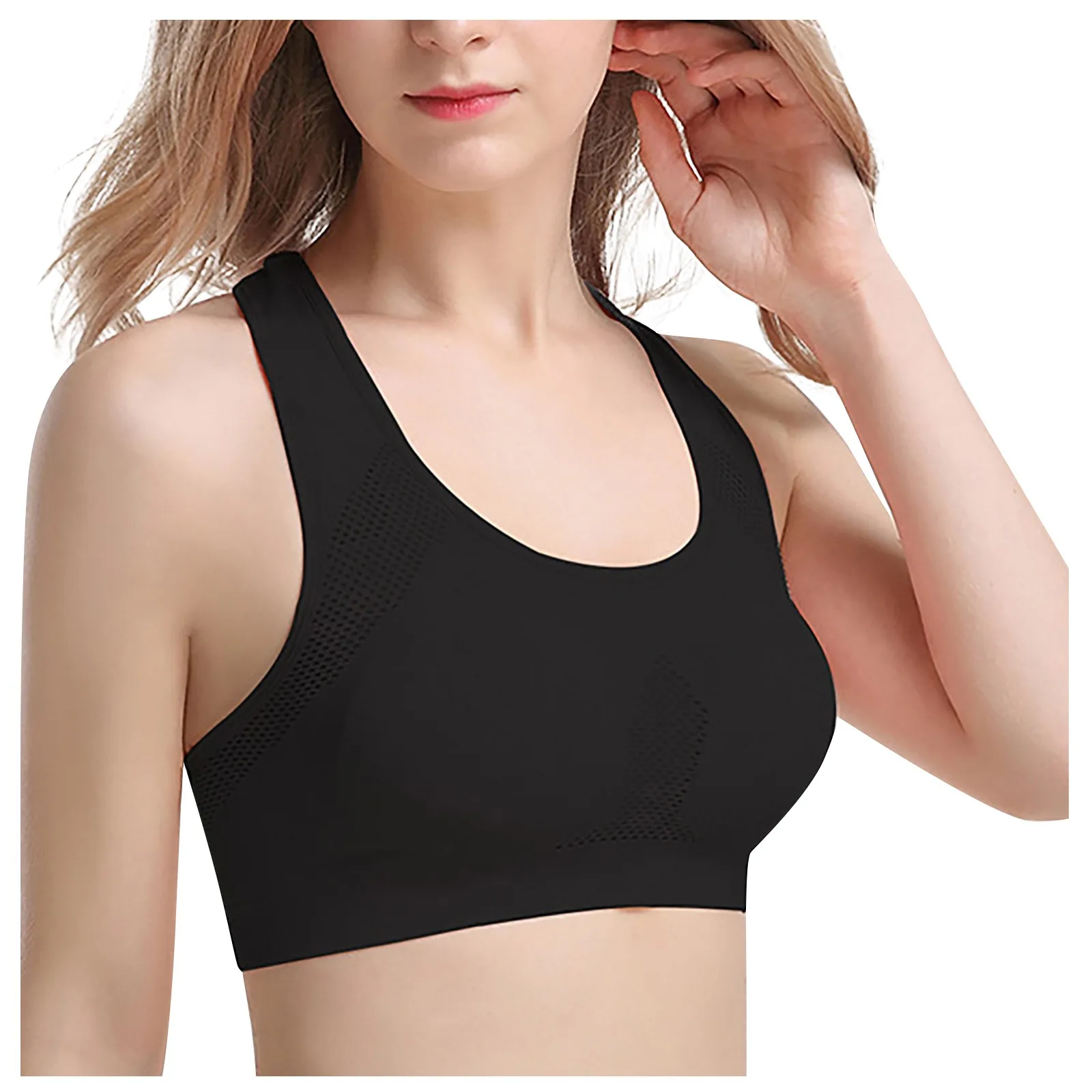 

Women's Solid Color Hollow Out Breathing Holes Plus Size Bra Yoga Sports Underwear Skinny Sexy Women's Underwear