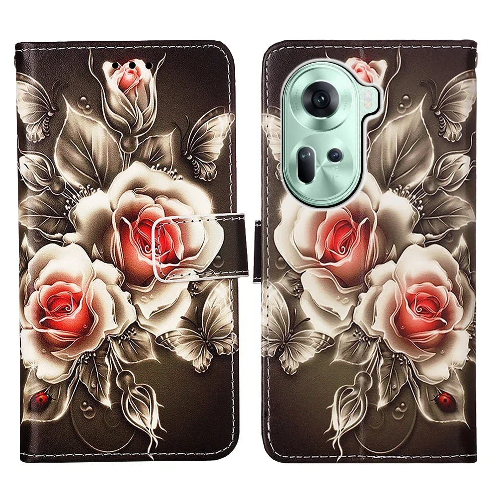 Leather Wallet Case with Artistic Design - Painted Cover