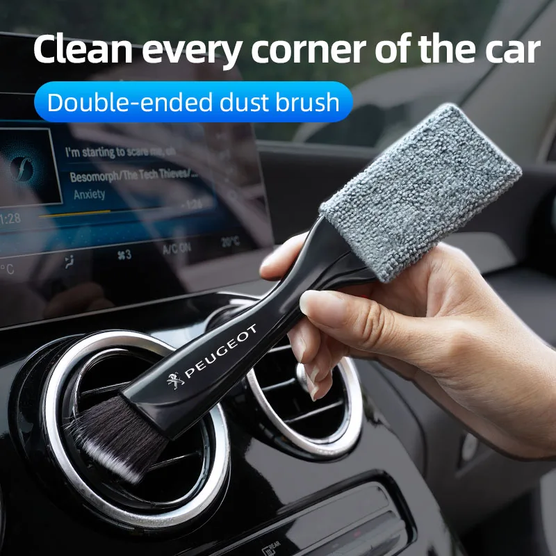 2 In 1 Car Dust Tool Cleaning Brush Interior Accessories for Peugeot 307 206 107 207 406 208 3008 607 408 407 308 106 508 301
