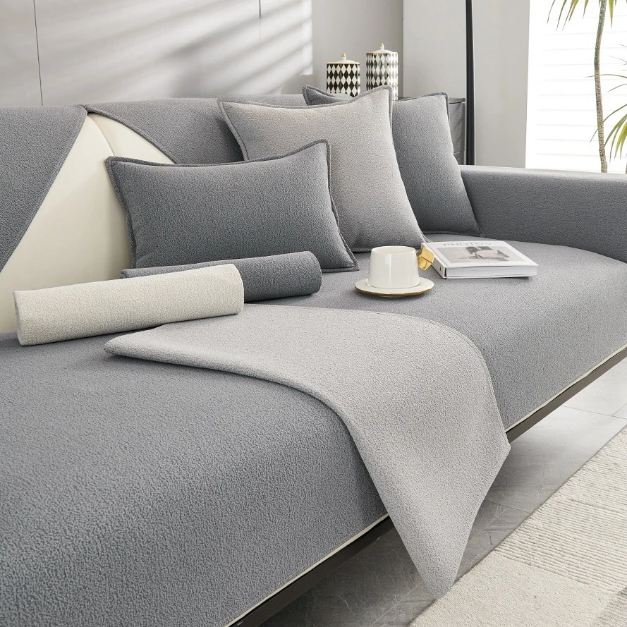 Simplized Solid Teddy Chenille Sofa Cover for Living Room Non-Slip Sofa Cushion Cover Four Seasons Universal Couch Protector 6