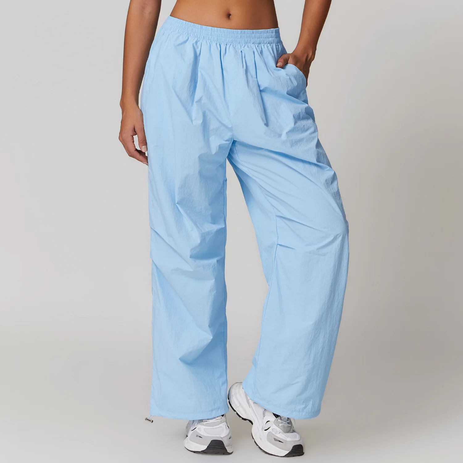 Breathable Work Pants Women's Yoga Pants Drawstring Hem Sports Multiple Pockets Running Fitness