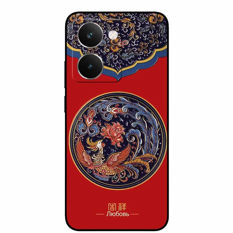 Vintage 3D Embossed Silicone Back Cover – Black Retro Design