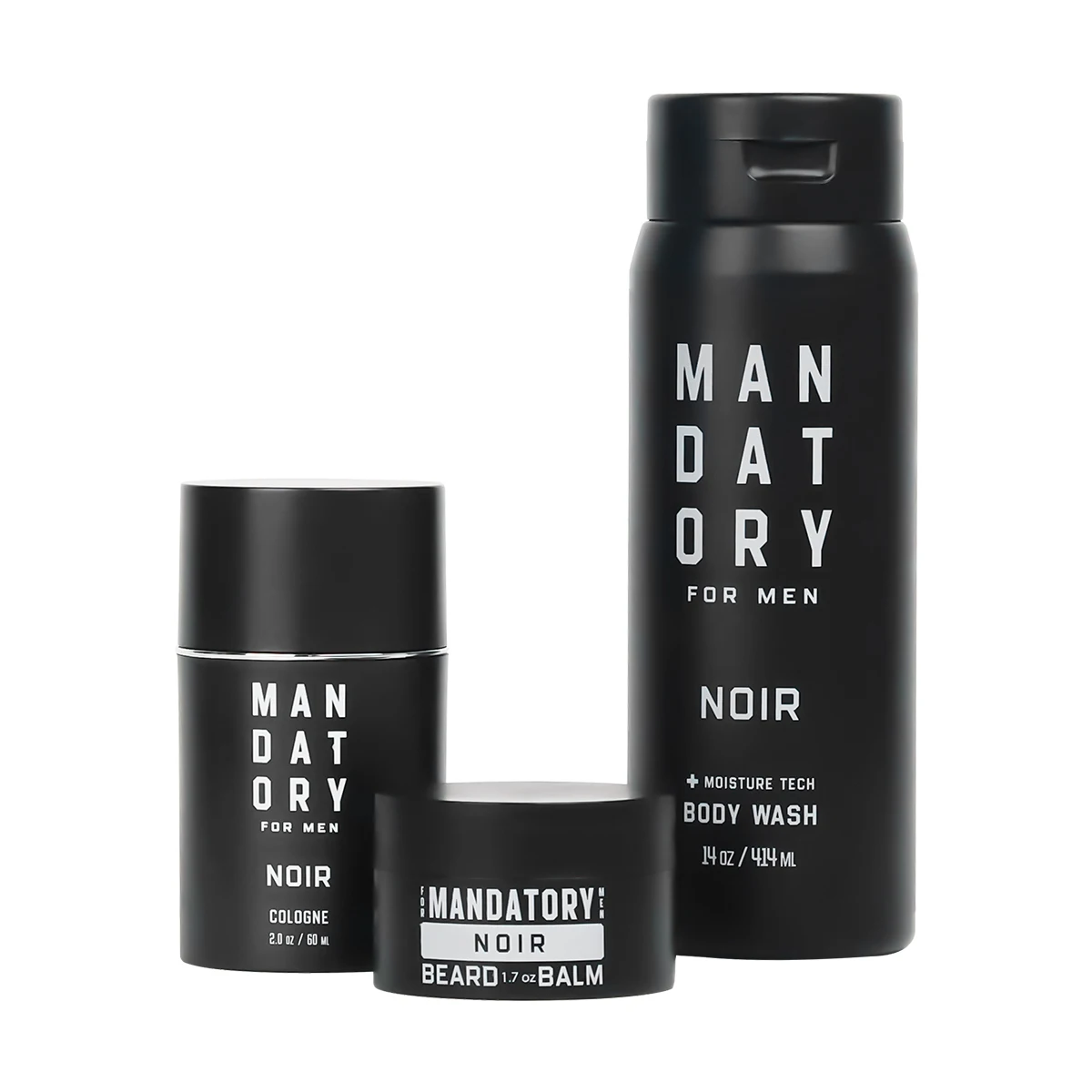 MANDATORY Men's Fragrance Set Gifts 2.0 Oz Eau de Toillete Cologne Spray Body Wash 14 Oz Shower Gel 1.7 Beard Balm 3pcs Gift