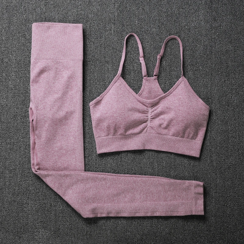 Conjunto Deportivo Efecto Push Up Sin Costuras Rosa