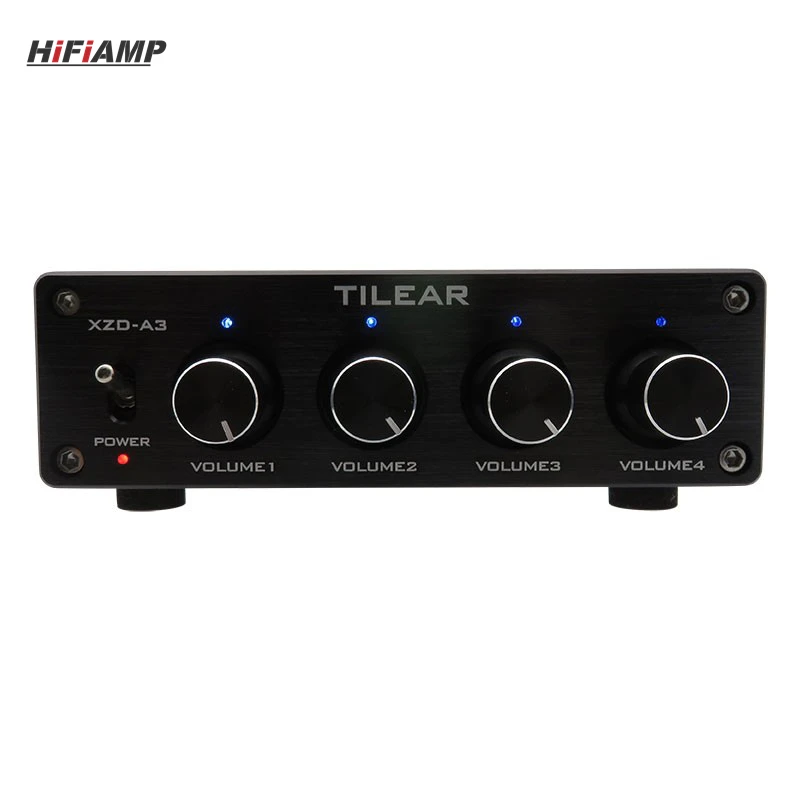 TILEAR XZD-A3 4-IN 1-OUT 스테레오 오디오 믹서 6xNE5532 연산 증폭기 독립 볼륨 조절 지원
