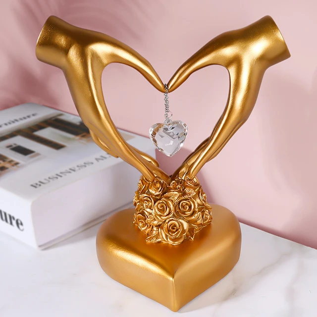 Nordic Home Decor Heart Gesture Sculpture Resin Abstract Hand Love Statue  Metal Figurines Wedding Living Room Ornaments - AliExpress