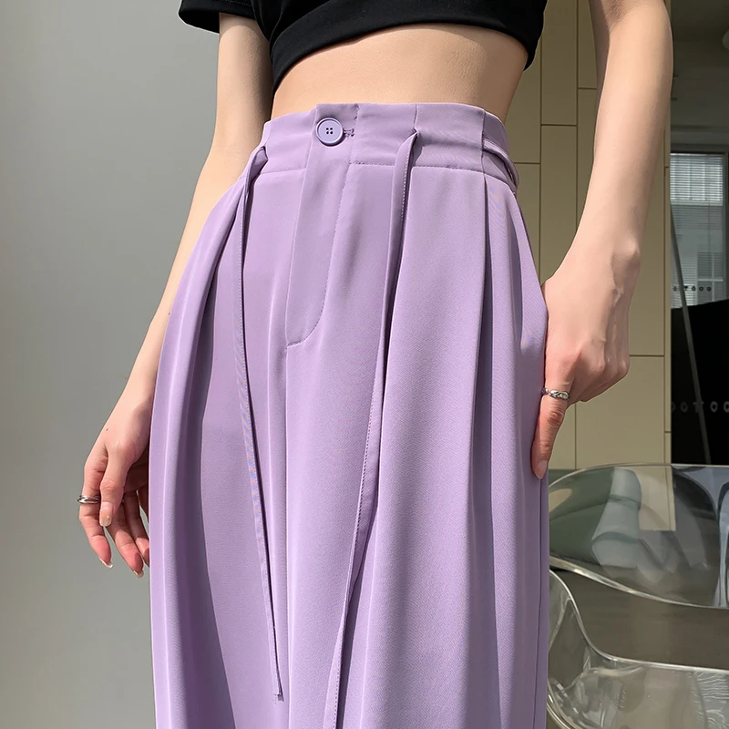 

American Retro Suit Pants Female Casual Trousers Y2K 2024 Trend Streetwear High Waist Baggy Trousers High street Wide leg pants