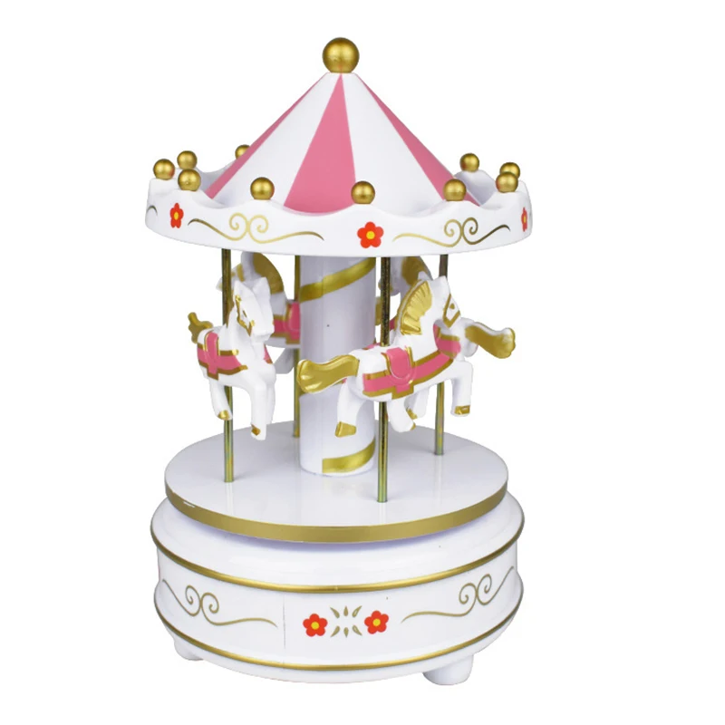 Merry-go-round Music Boxes Geometric Music Baby Room Decoration Gifts Unisex Christmas Horse Carousel Box Home Decor 1pc