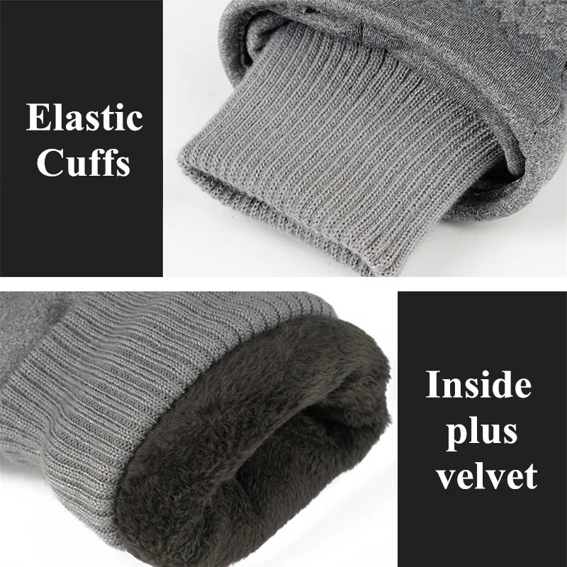 Men's Ski Gloves Windproof Waterproof Non-Slip Plus Velvet Warm Snowboarding Snowmobile Motorcycle Riding Mittens Winter Gloves