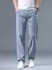 Ultra-thin Lyocell Men's Jeans Summer Breathable Soft Straight Loose Trousers Business Casual Ice Silk Denim Pants Light Blue 3