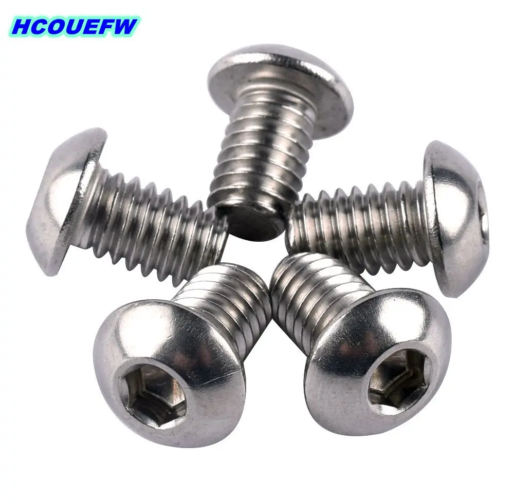 Inoxidável, Allen Hex, Soquete Hexagonal, Cabeça de Botão, UNC 3 8-16, 5Pcs