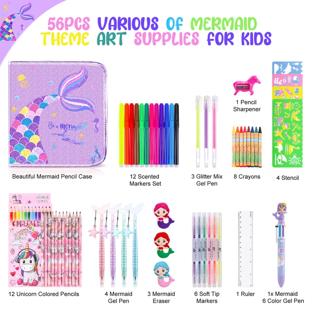 Set De Papelería Gabby’s Dollhouse Para Colorear - Con Rotuladores, Lápices Y Accesorios, Kit Escolar Para Niños