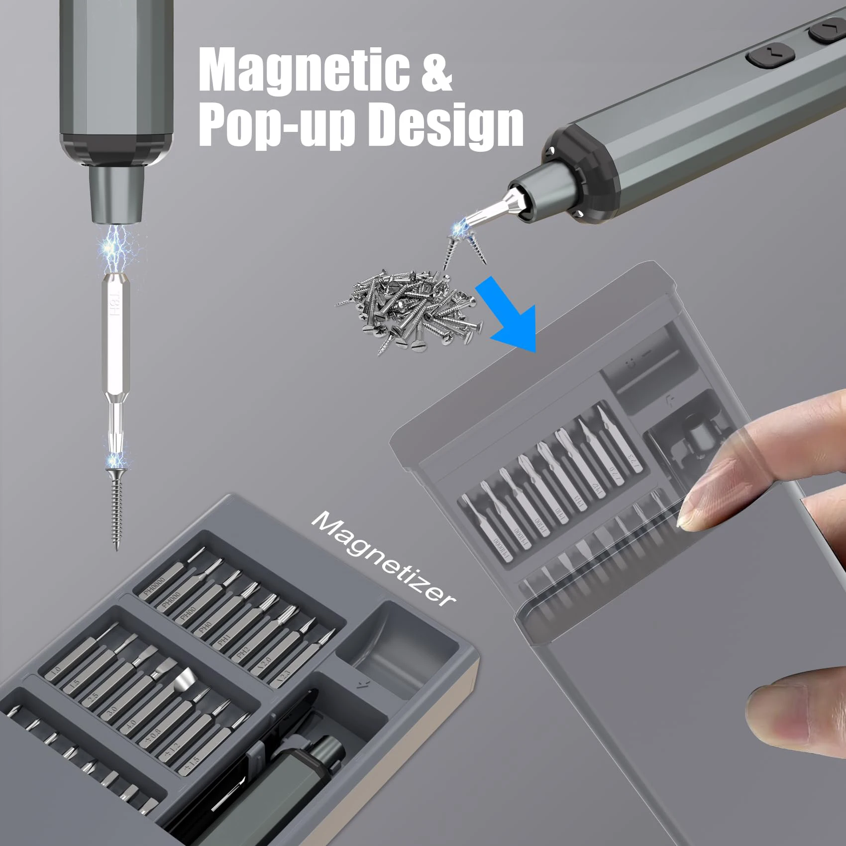 Mini Precision Electric Screwdriver Set 68 in 1 Power Repair Tool with 64 Magnetic Torx Phillips Drill Bits 5 Torque Settings 4