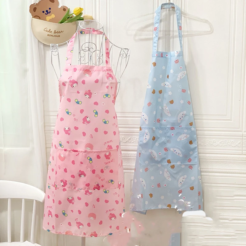 

Cute Sanrio Kitchen Apron Kuromi Accessories Kawaii Anime Waterproof Stain Resistant Easy To Clean Waist Apron Toy for Girl Gift