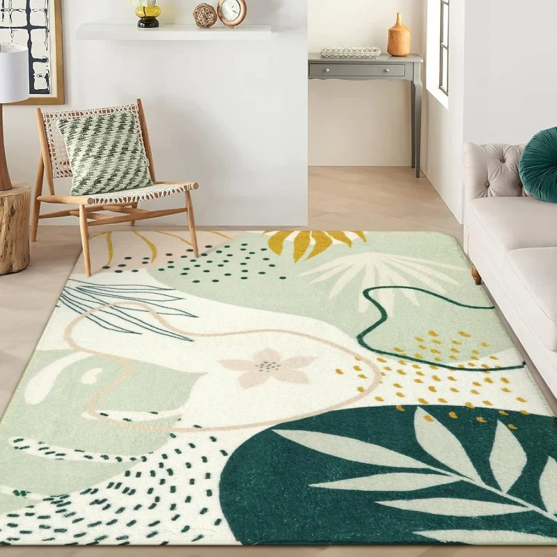 

Lahome Green Washable Rugs 9x12 Living Room Rug, Non-Slip Backing Lightweight Extra Large Area Rug Ultra-Thin Throw Rus for Dini