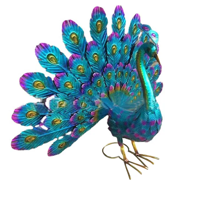 Új Fém Páva Szobor Állati Állványos Testtartás Kültéri Kerti Udvar Figura Dekoratív Otthoni Kézműves Művészeti Dísz Dekoráció