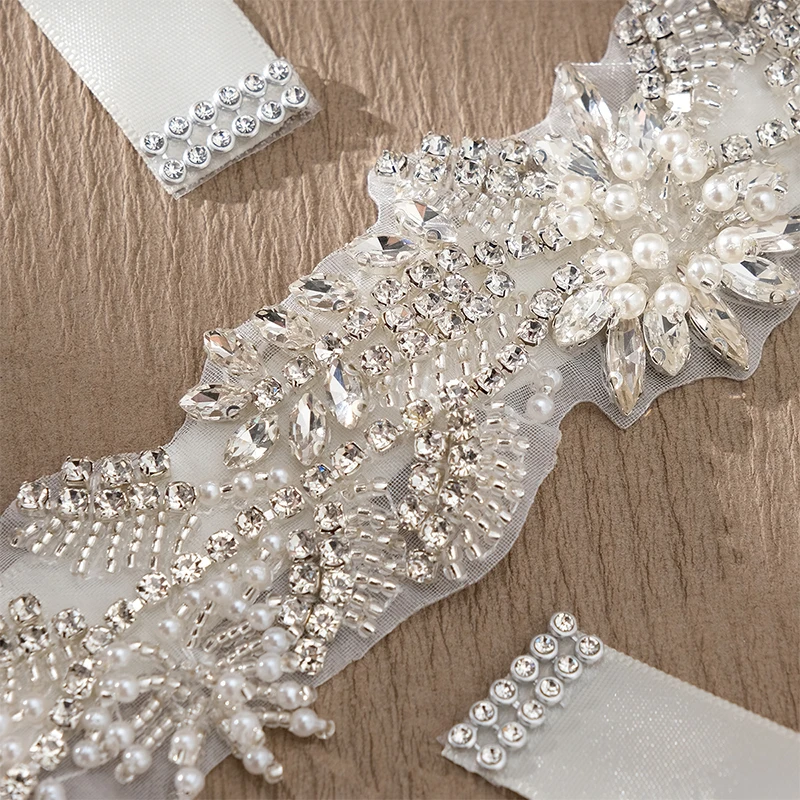 Fashion Rhinestone Trim Belt Women's Jewelry Accessories Princess Party Trendy Pearl Handmade Diamond Wedding Dress Belt bridal waistband bridal dress decoration