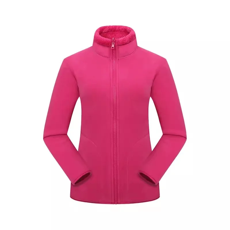 2024 Women's Outdoor Fleece Jacket With Fleece Zipper Cardigan, Double-sided Warm Jacket, Female Coral Fleece Jacket Inner Liner