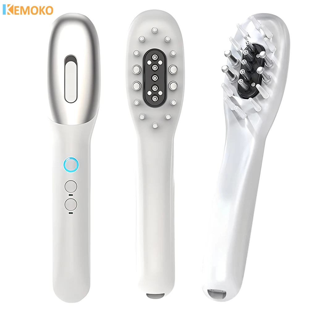 EMS RF Micro-current Hair Growth Massage Comb With Essential Red Blue Light Anti-loss Dense Hair Comb Vibration Scalp Massager ems rf micro current hair growth massage comb with essential red blue light anti loss dense hair comb vibration scalp massager