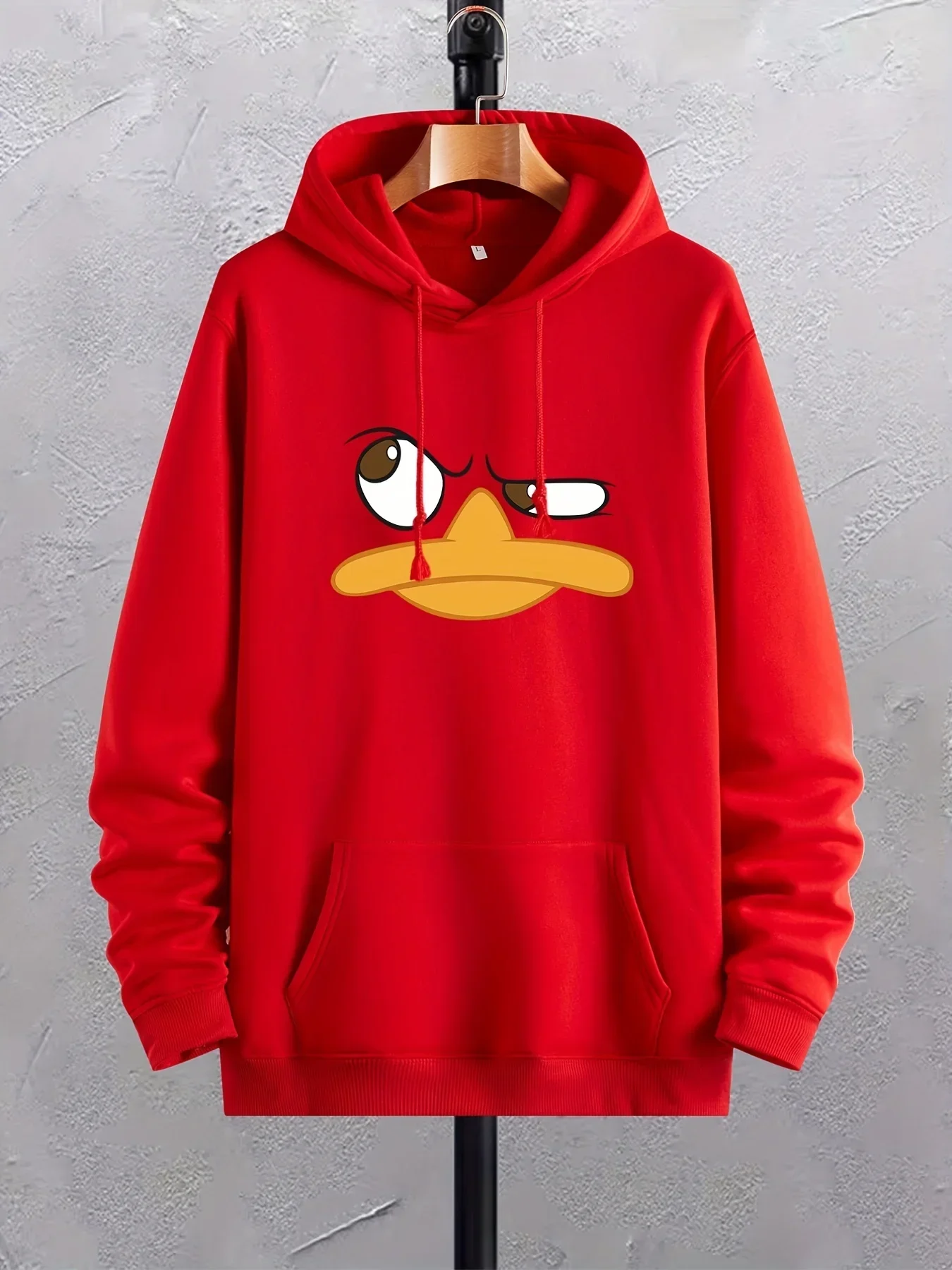thumbnail image 1 of Sudaderas con capucha de interés con estampado de pato de dibujos animados para hombres con bolsillo de canguro, jersey con capucha con cordón de moda y ventilación holgada y cómoda, 1 of 5
