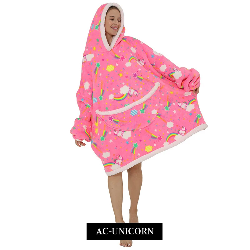 Cozy Sherpa Fleece Oversized Wearable Blanket Hoodie – Warm and Plush Hooded Sweatshirt