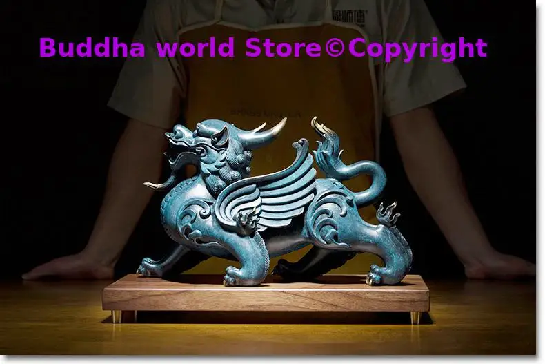 

Large TOP art Collection high grade Home company living room bring wealth GOOD LUCK Royal Dragon PIXIU FENG SHUI brass statue