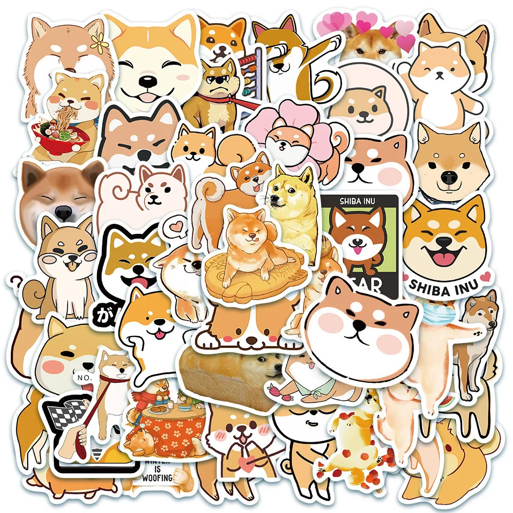

10/30/50PCS Funny Shiba Inu Cute Stickers Toy Luggage Laptop Ipad Skateboard Mobile Phone Car PVC Waterproof Sticker Wholesale