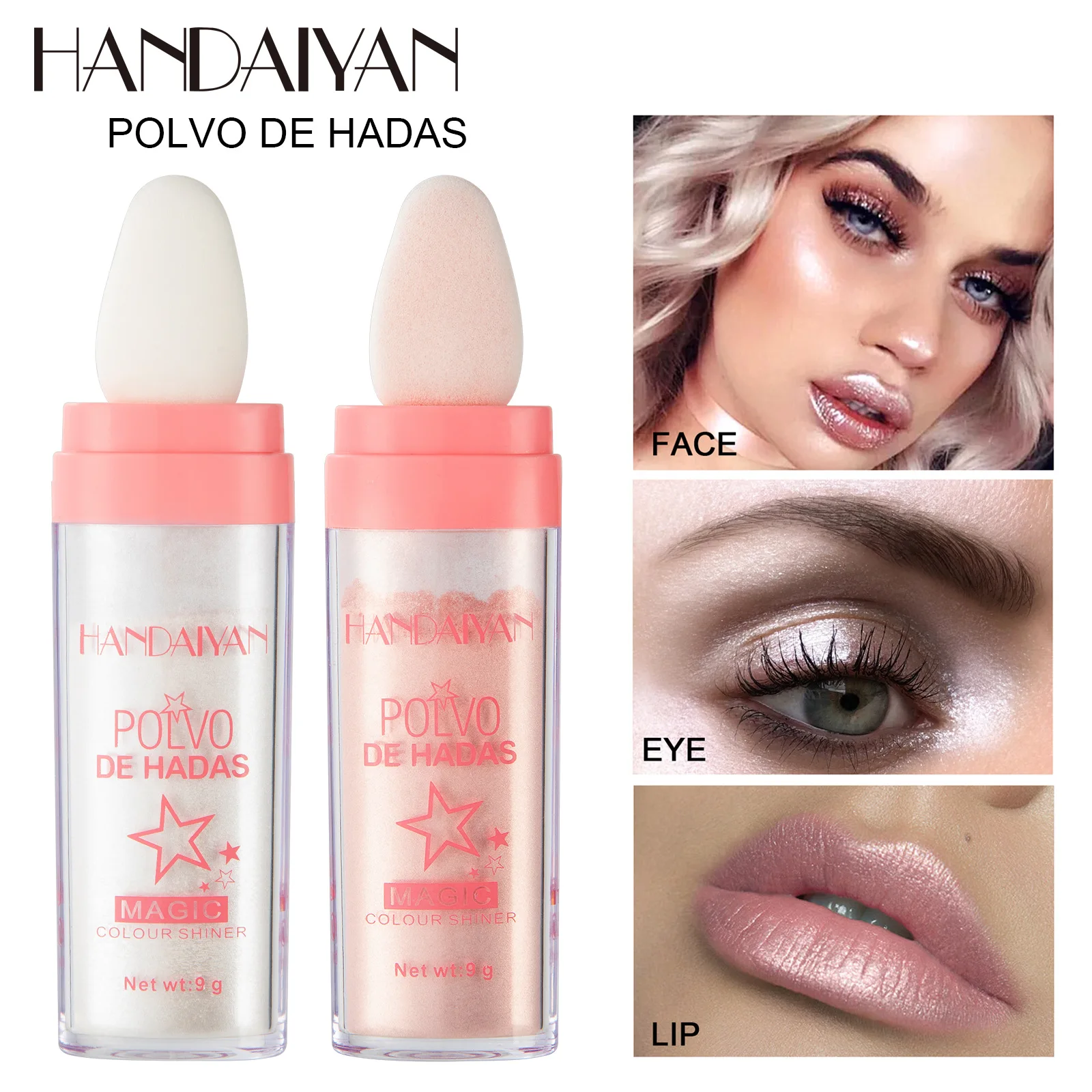 HANDAIYAN Glitter Powder Highlighter Makeup Body Brightens the Natural Face Blusher Fairy Highlight Patting Powder