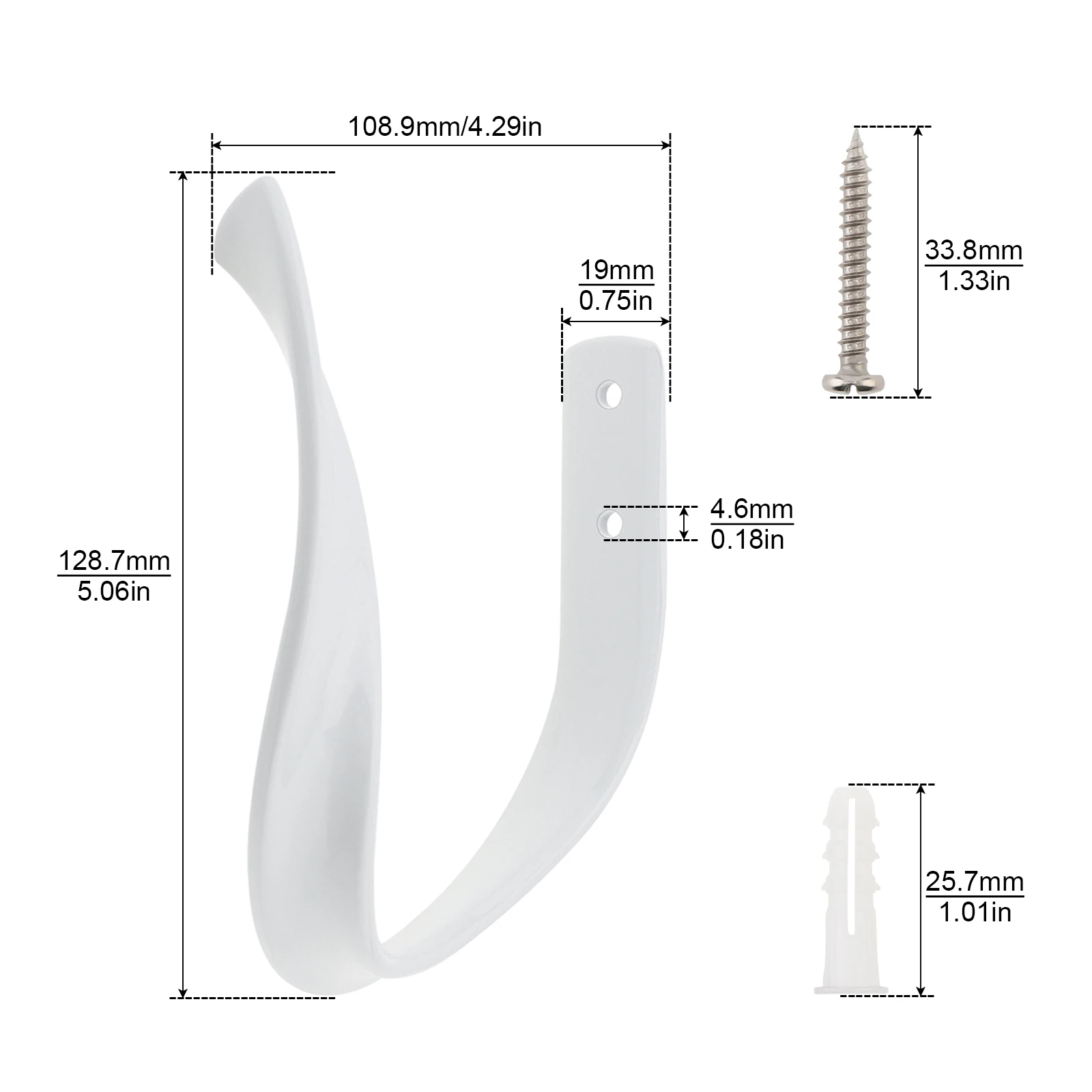 Modern Concise U-shaped Aluminum Alloy Curtain Hooks 2pcs for Living Room/Bedroom/Office with Screws,Wall Mounted Curtain Holder