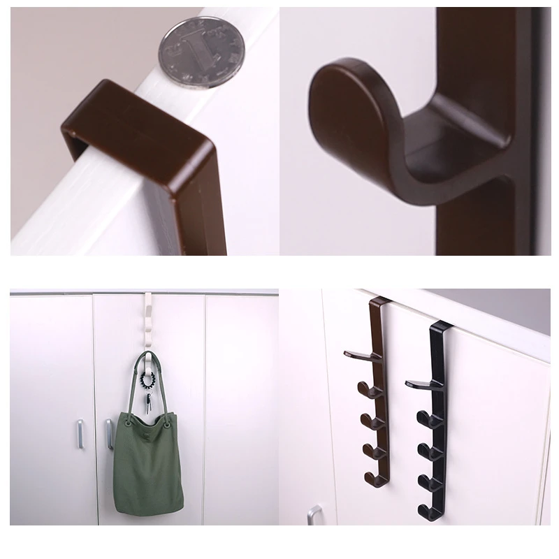 Mastom Space Saving Folding Door Hook - Wooden & Iron Foldable Hanger For Coats, Hats, Bags, No Drilling Needed