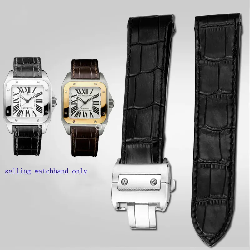 Cinturino Per Orologio In Vera Pelle Per Cartier Sandoz Santos 100 Impermeabile A Prova Di Sudore Santos Glue Head Pieces Cinturino 20Mm 23Mm