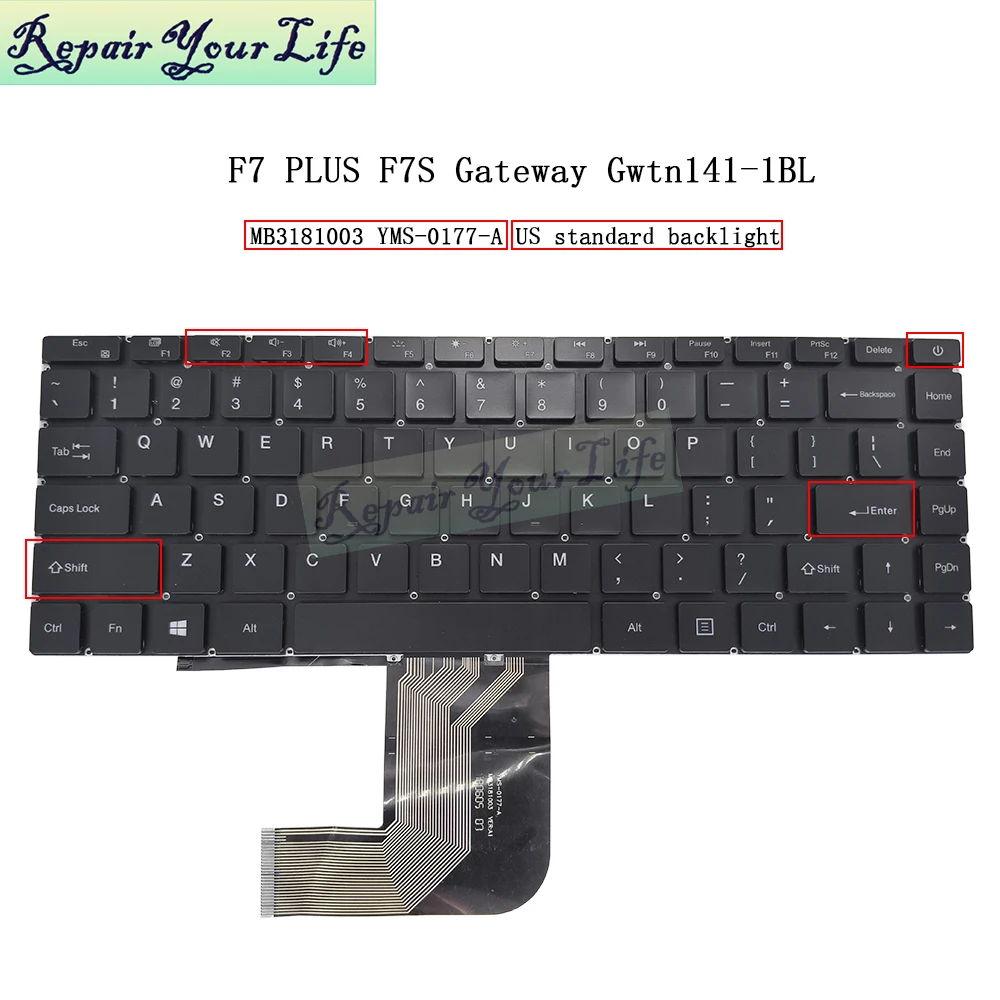 Teclado Retroiluminado para Teclast f7 Plus F7s Gwt141 Gwt1411bl Gwt141 Inglês Mb3181003 Yms0177 - Imagem 6