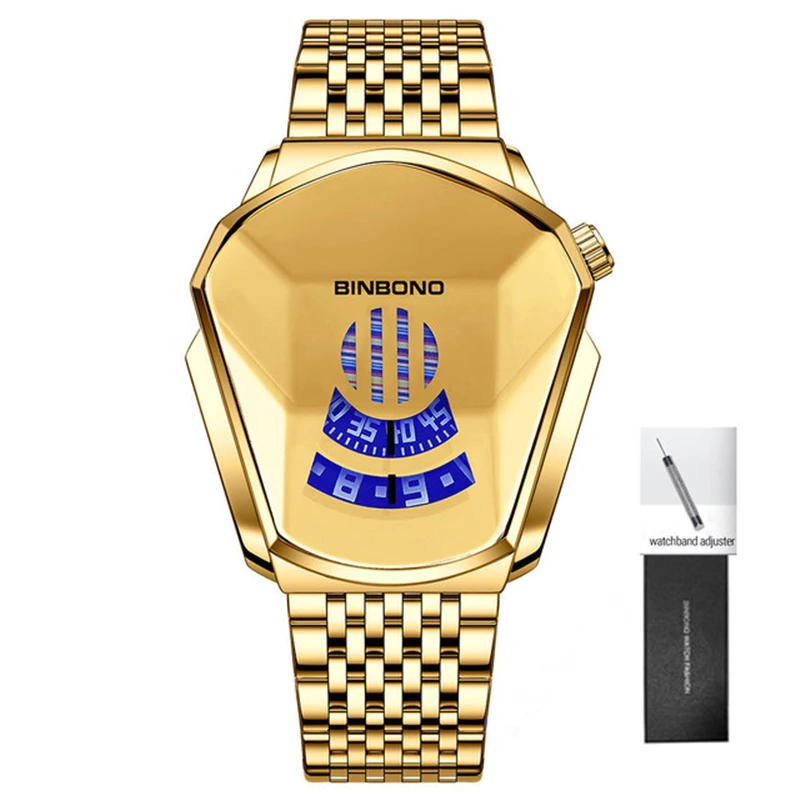 Binbond Top Fashion Men Watch, Large watch style, motorcycle concept, business Style, Waterproof watch,black technology watch