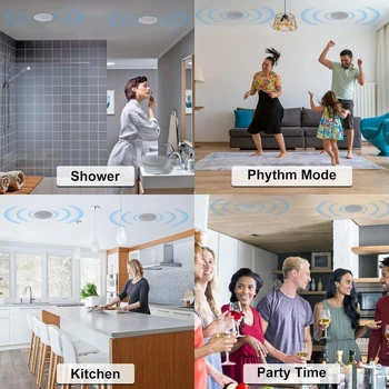 Herdio 2PCS 4'' 160W Way Flush Mount Amplifier Bluetooth Ceiling Speakers Great For Humid Indoor Outdoor Placement Bath Kitchen 6