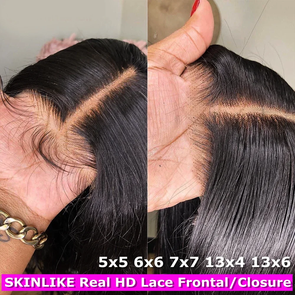 Invisible HD Lace Frontal 6x6 7x7 Brazilian Straight Human Hair HD 13x6 Lace Frontals Only Pre plucked Natural Color Remy Hair
