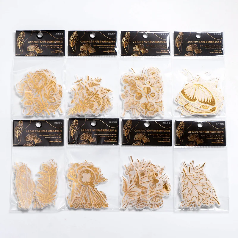 

40Pcs Foil Roses Gold Bronzing Stickers Base Paper Material Engagement Transparent Decorative handbook Scrapbooking 134*80MM