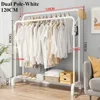 Floor Standing Clothes Rack Modern Simplicity Multifunction with Hooks Clothes Hanger Removable Double Row Household Coat Hanger 6