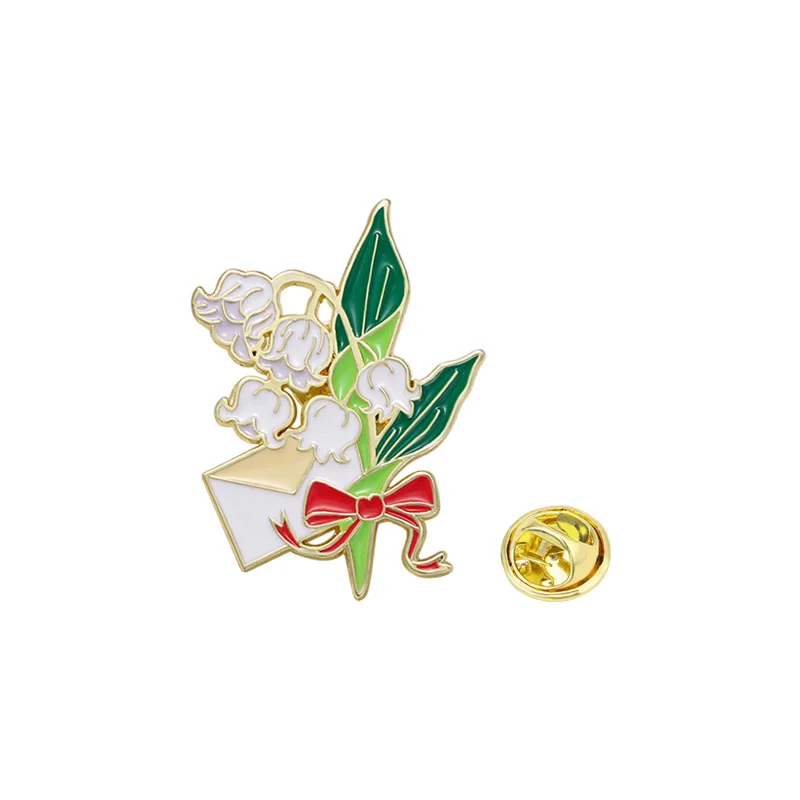 Metal Enamel Badge Pin Cartoon Plants Flowers Garden Style Clothing Bag Accessories Brooch Jewelry