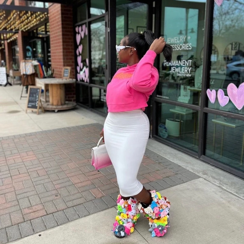 2023 Teddy Boots covered In Stuffed Animals Fluf Winter Snow