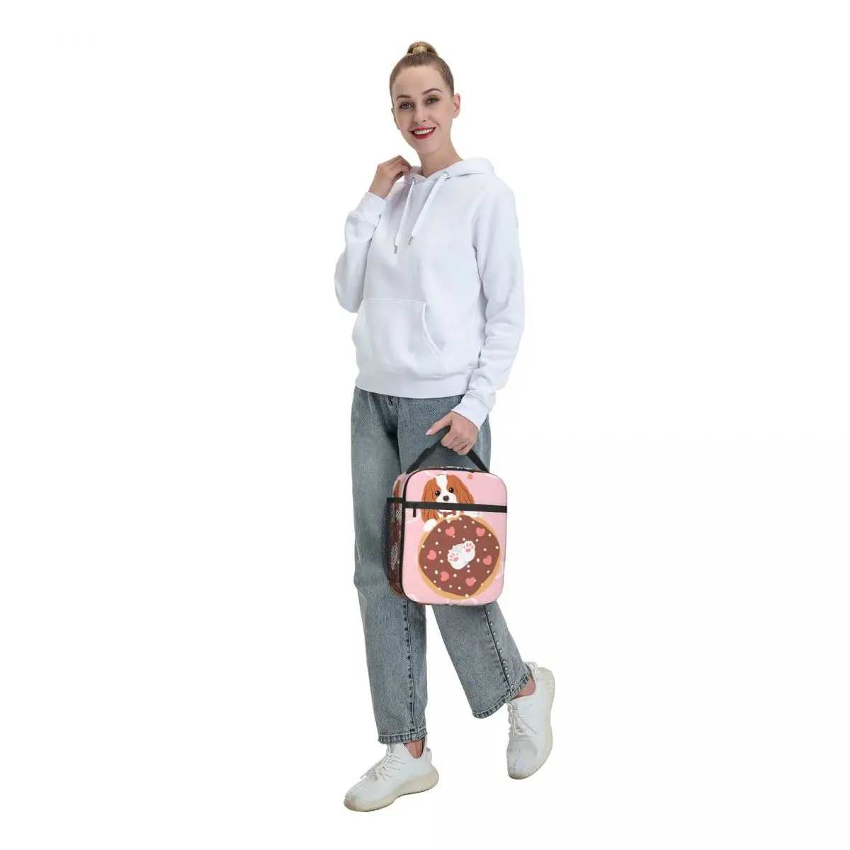 Love Cavalier King Charles Spaniel And Donut Lunch Boxes Women Leakproof Dog Cooler Thermal Food Insulated Lunch Bag Kids School